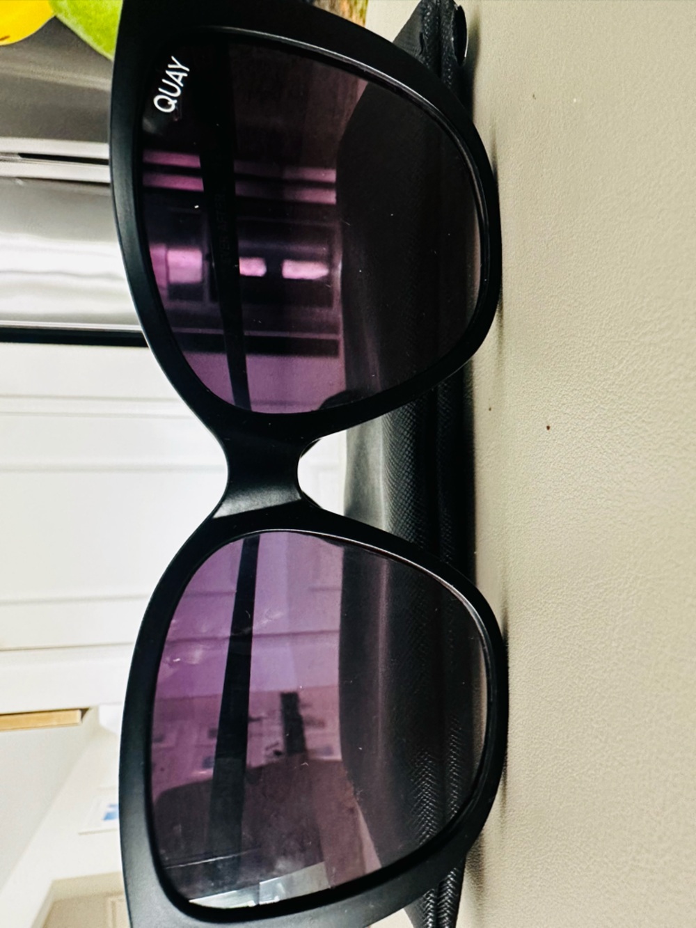 Quay Australia Black Frame Sunglasses with Purple Gradient Lenses